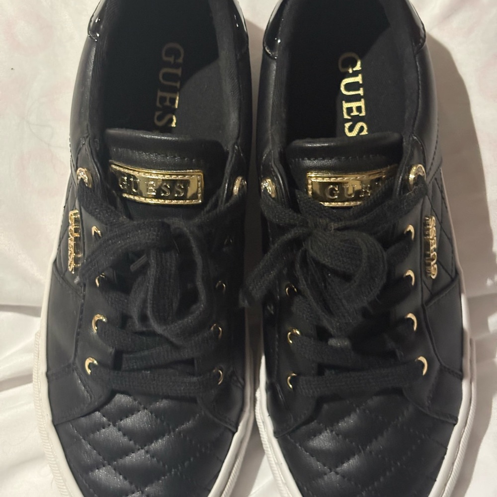 Guess Black Sneakers with Gold Details